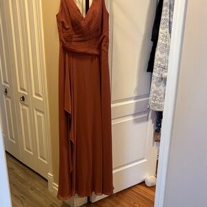 Azazie Sleeveless Maxi Dress in Rust